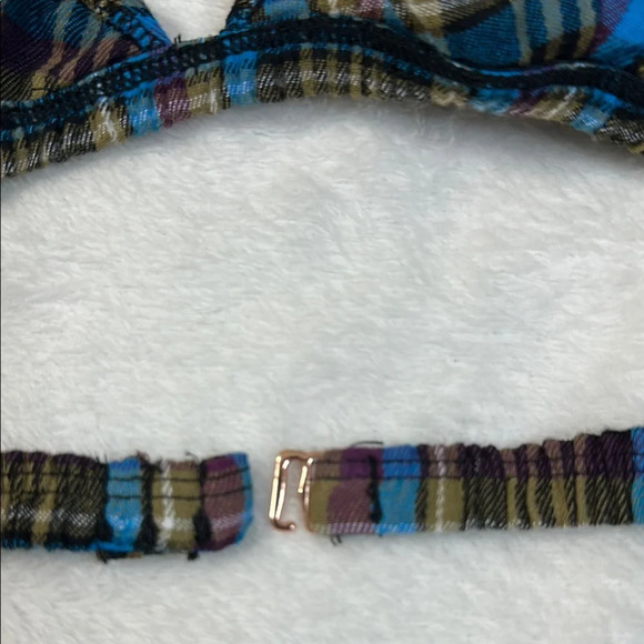 NWT Savage X Fenty Black and Blue  Tied Up Tartan Bralette Intimates - Picture 9 of 9